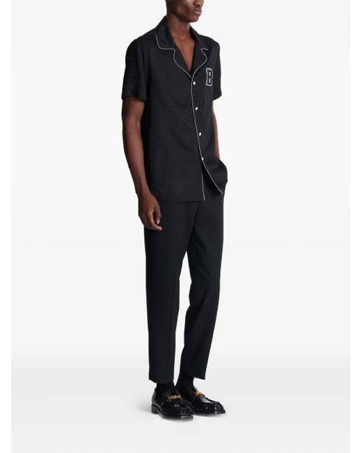 Balmain Black Varsity Pajama Shirt for men