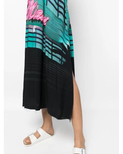 Palm Angels Green Miami Graphic-Print Midi Dress