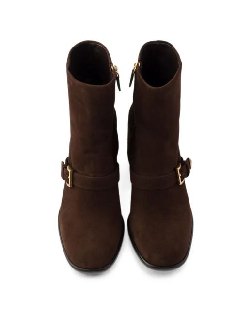 Prada Brown Ankle Suede Boots