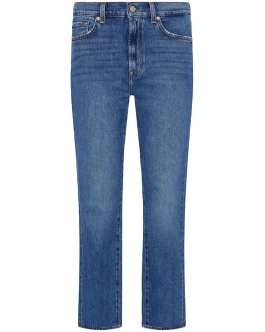 7 For All Mankind Blue Logan Cropped Jeans