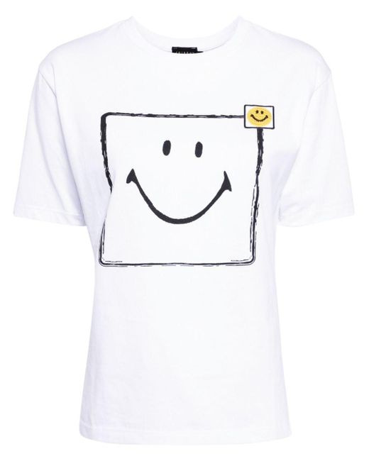 Joshua Sanders Gray Square Smiley Face-print T-shirt