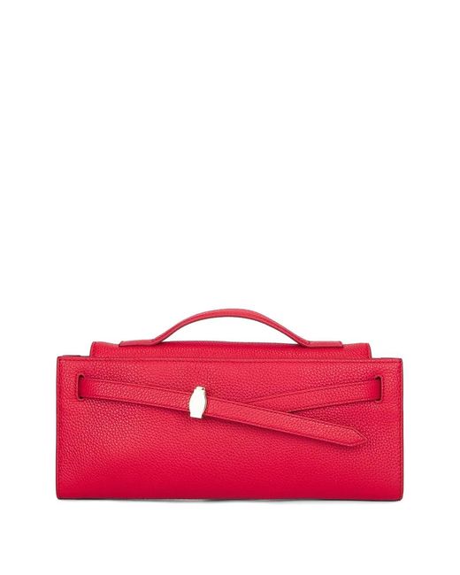 Veronica Beard Red Dash Leather Clutch Bag