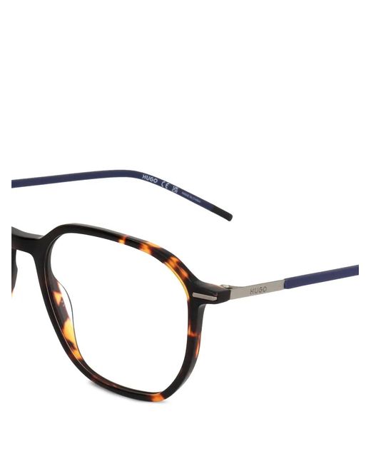 HUGO White Tortoiseshell-Effect Geometric-Frame Glasses for men
