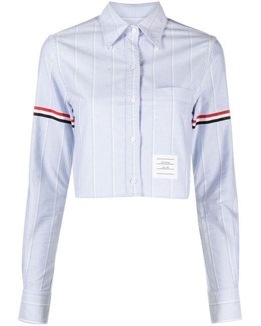 Thom Browne Blue Rwb-stripe Cotton Shirt
