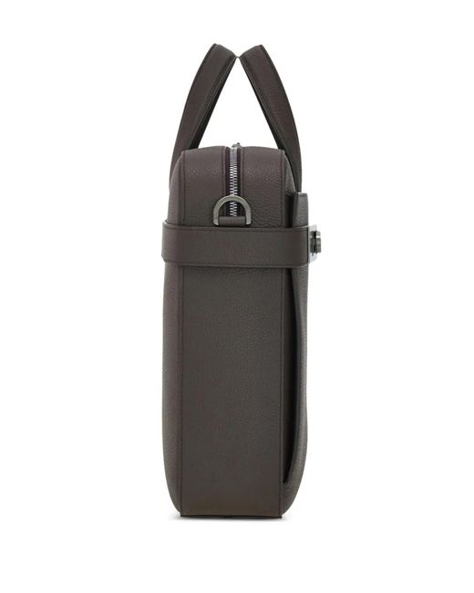 Ferragamo Black Gancini Buckle Briefcase for men