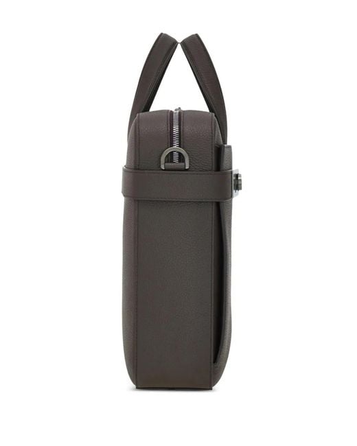 Ferragamo Black Gancini Buckle Briefcase for men
