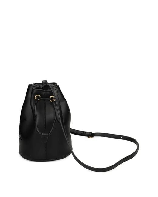 Calvin Klein Black Small Logo-Plaque Bucket Bag