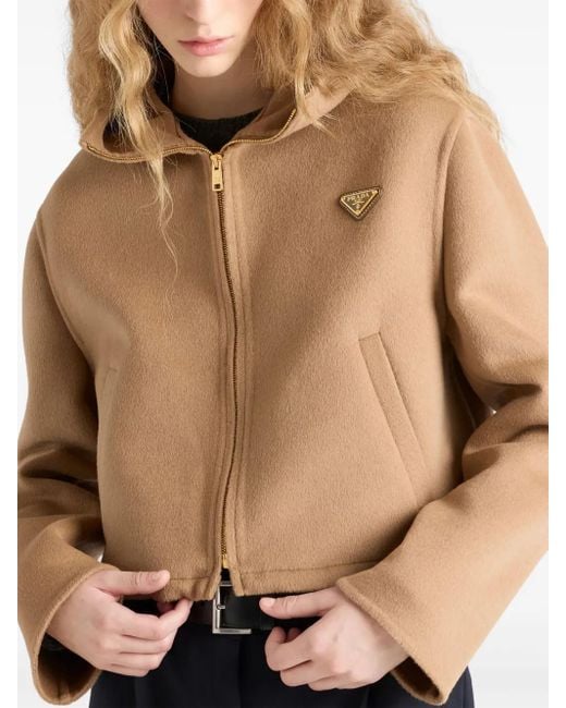 Prada Natural Triangle-Logo Blouson Jacket