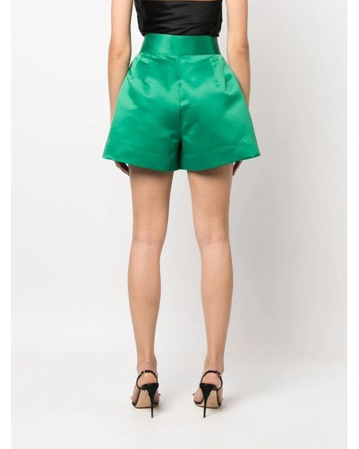 Styland Green Satin-Finish Mini Shorts
