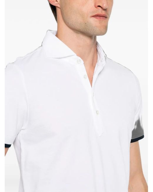 Jeordie's White Contrast-Trim Polo Shirt for men