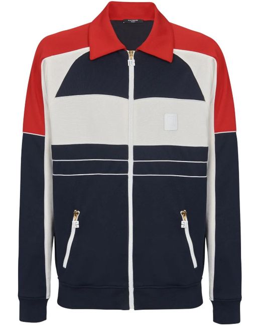 Balmain Blue Logo-Badge Track Jacket for men