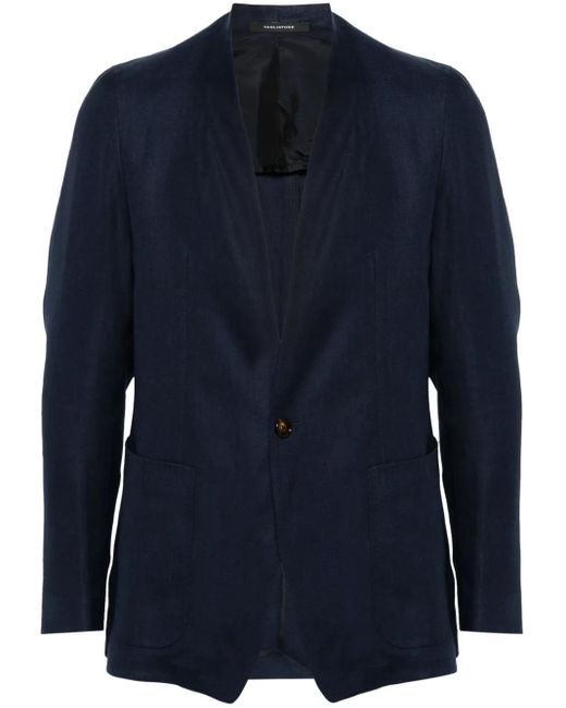 Tagliatore Blue Single-Breasted Linen Blazer for men