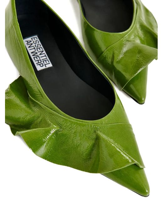 Essentiel Antwerp Green Ruffled Flat Pumps
