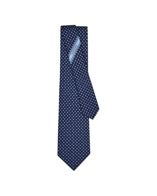Ferragamo Blue Mail Print Silk Tie for men