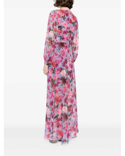 Sachin & Babi Purple Penny Floral-Print Gown