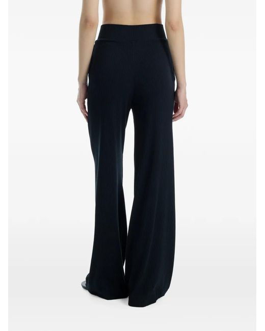 determ Blue Ribbed-Knit Wide-Leg Trousers