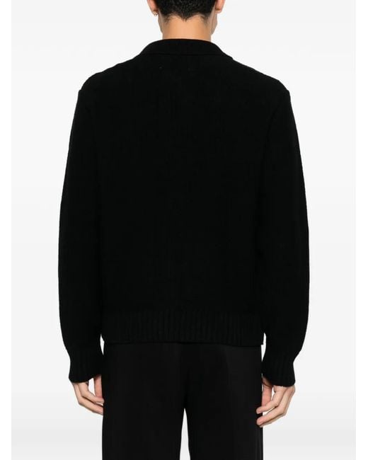 Arte' Black Logo-Embroidered Zip-Up Sweater for men