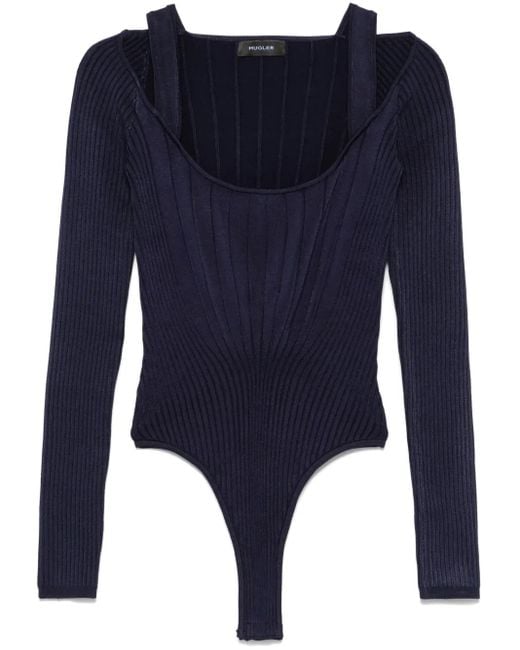Body con cuello redondo Mugler de color Blue
