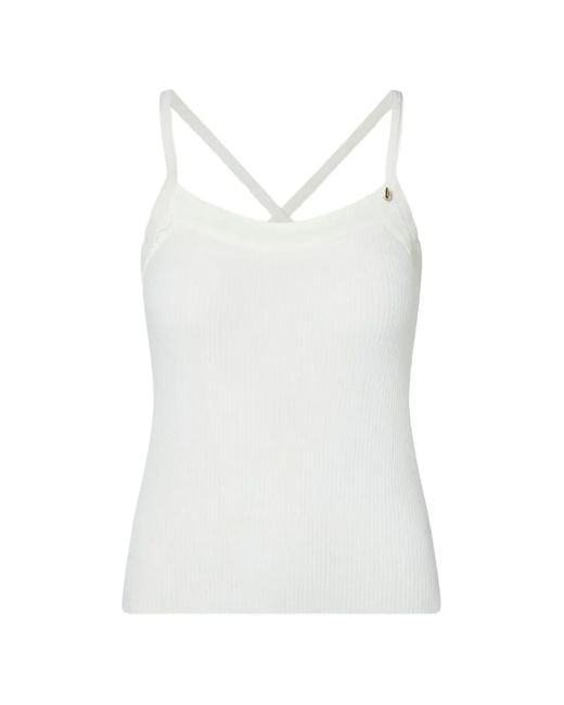 Liu Jo White Cross-Back Knit Top