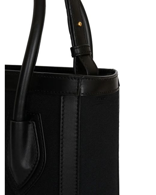 Balmain Black Leather-Trimmed Canvas Tote Bag
