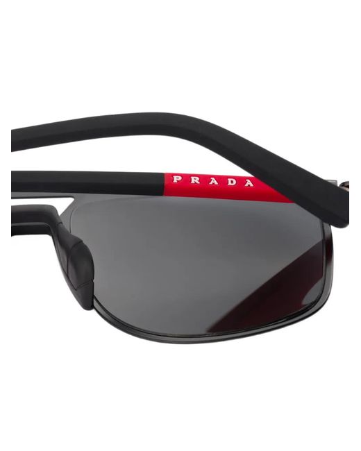 Prada Gray Linea Rossa Pilot-Frame Sunglasses for men