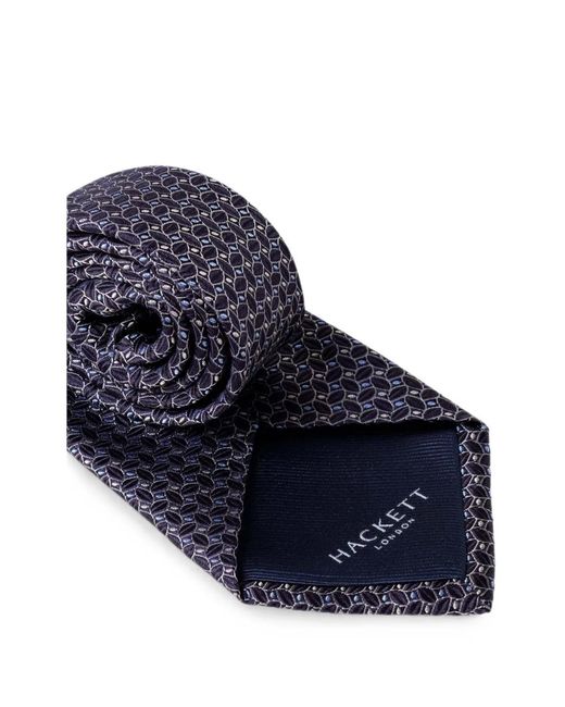Hackett Blue Geometric-Pattern Silk Tie for men