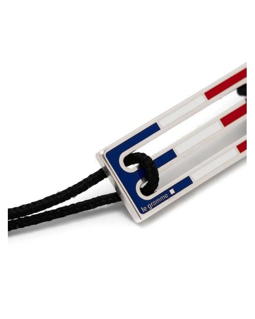 Le Gramme Blue Lacquered Tricolor Cord Bracelet 2,5G