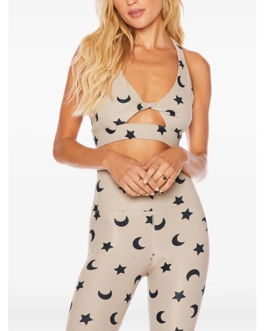 Beach Riot White Twist-Detail Printed Tank Top