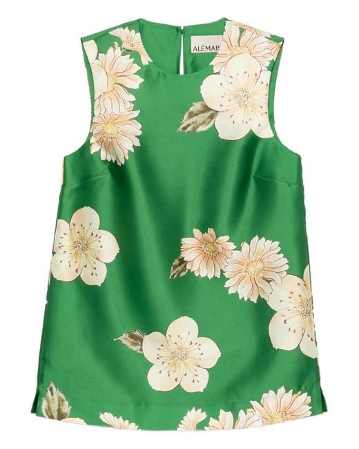 ALÉMAIS Green Sage Floral-Print Sleeveless Top