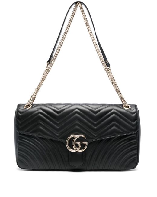 Gucci Black Large Gg Marmont Shoulder Bag
