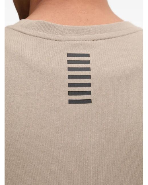 EA7 Natural Logo-Print Ribbed-Trim Sweater for men