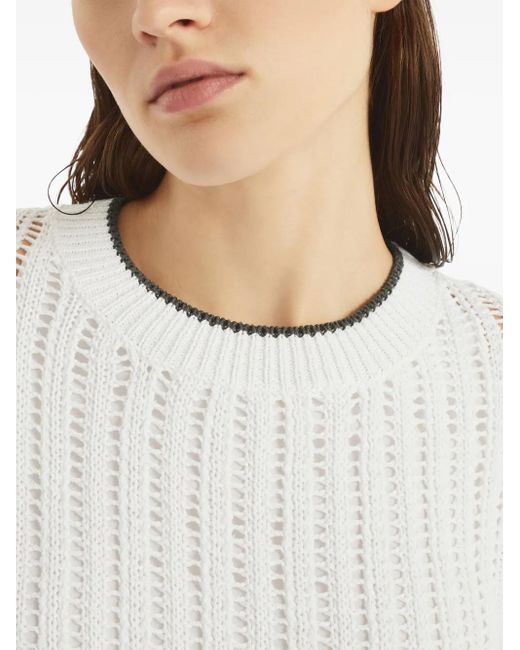 Brunello Cucinelli モニーレトリム ニットドレス White