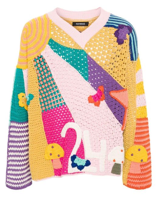 NAHMIAS Pink Sunshine Crochet Jumper for men