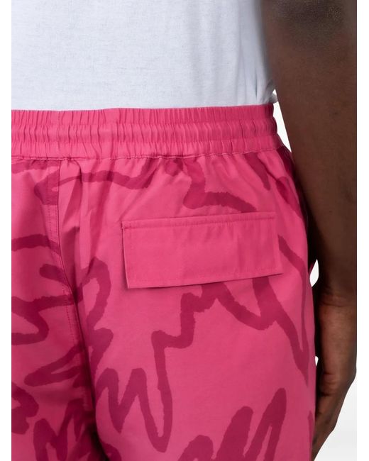 by Parra Pink Birds Fly Free Swim Shorts for men