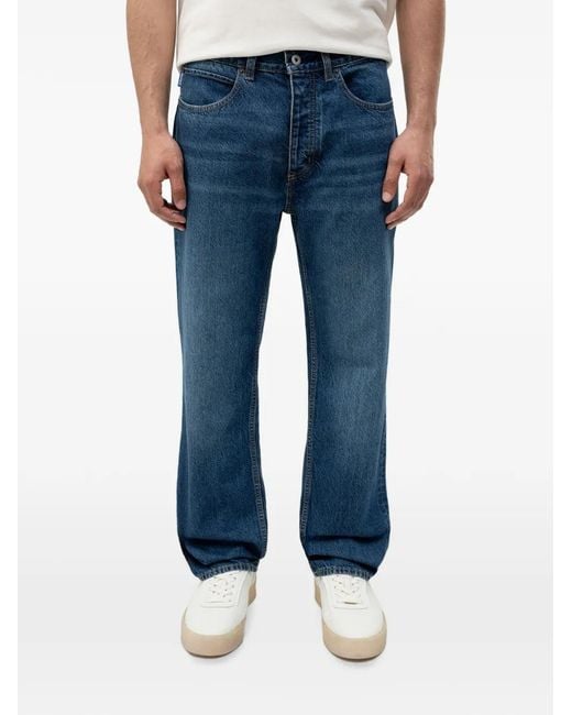 HUGO Blue Logo-Patch Straight-Leg Jeans for men