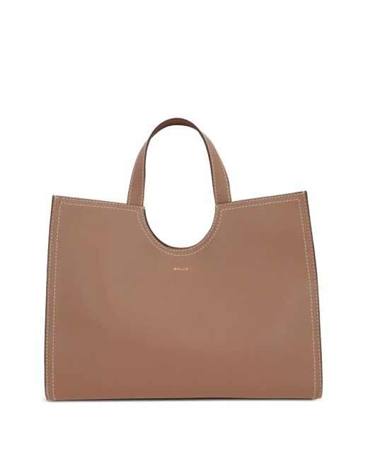 Bally Leren Shopper in het Brown