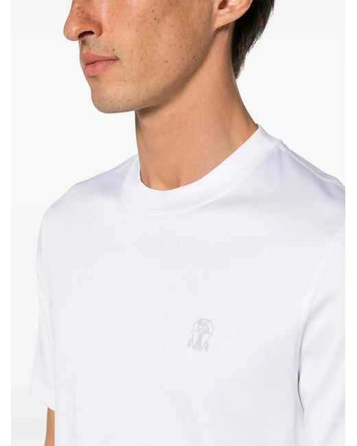 メンズ Brunello Cucinelli ロゴ Tシャツ White