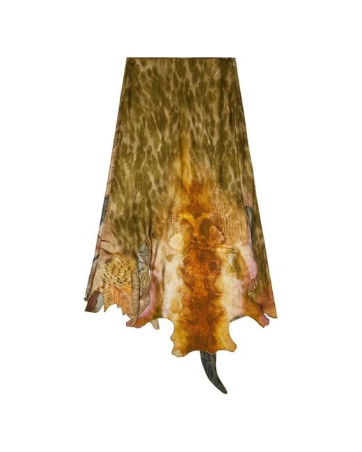 DIESEL Natural Asymmetrical Midi Skirt With Nature-Inspired Print