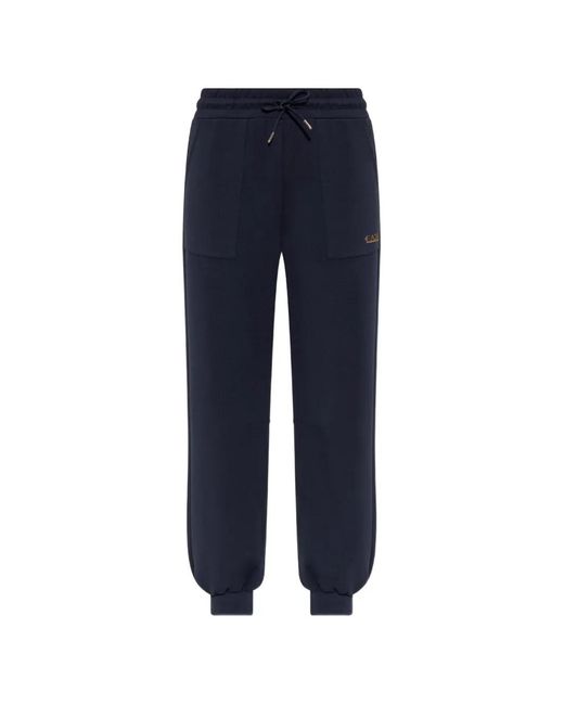 EA7 Blue Sweatpants With Ribbed Cuffs
