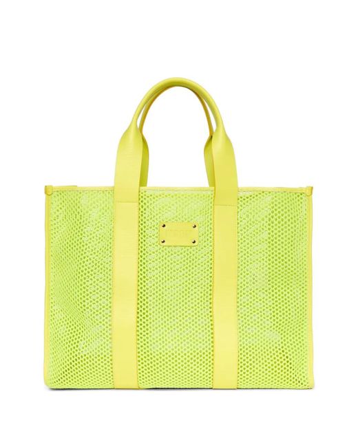 MSGM Yellow Logo-Detail Tote Bag