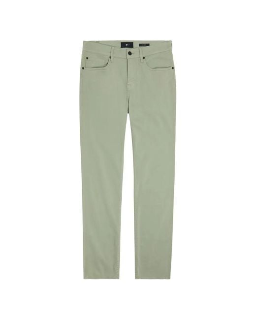 7 For All Mankind Green Slimmy Slim-Fit Trousers for men