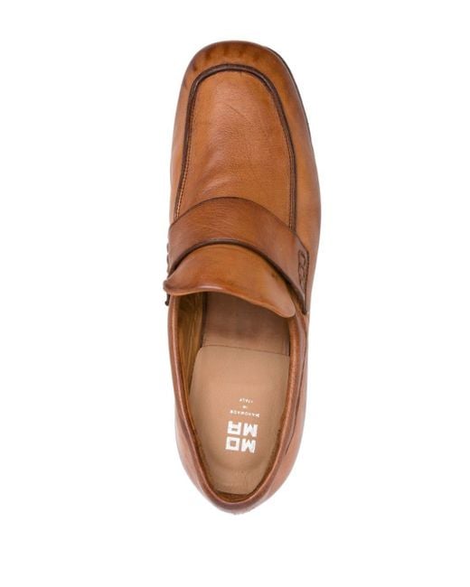 Moma Brown Strap-detail Leather Loafers for men