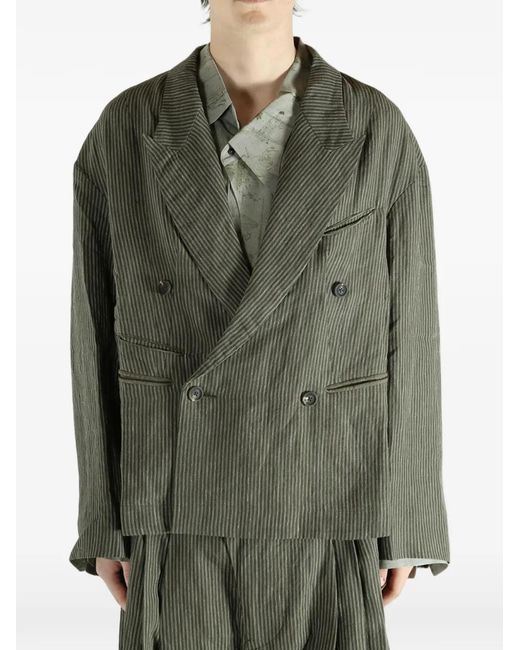 Ziggy Chen Green Striped Blazer for men