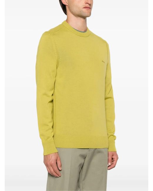 Boss Yellow Logo-Embroidered Sweater for men
