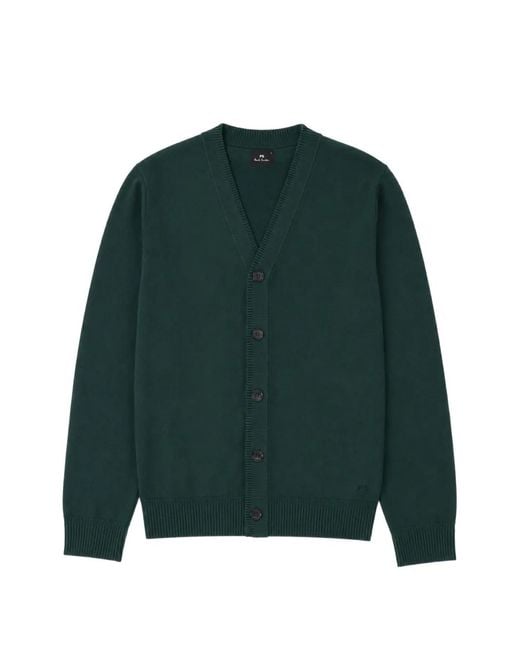 Paul Smith Green V-Neck Merino-Wool Cardigan for men