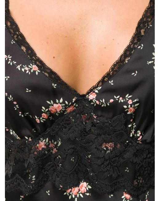 Rabanne Black Flower Garland Satin Cami Top
