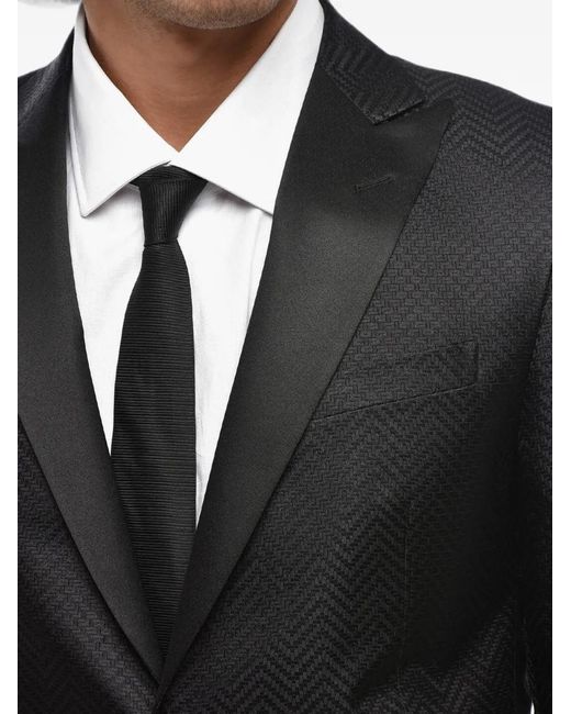 Corneliani Black Silk Jacquard Blazer for men