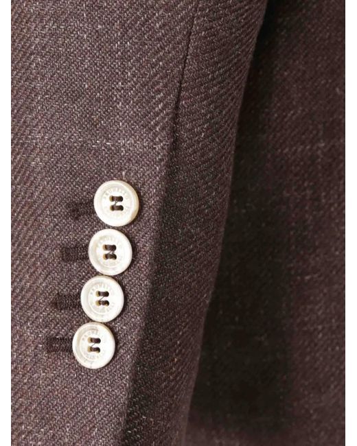 Brunello Cucinelli Brown Linen And Wool Blend Blazer for men