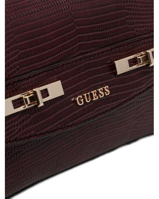 Guess Purple Melinda Mini Lizard-Effect Crossbody Bag