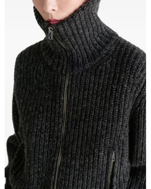 Cardigan Nervurée À Fermeture Zippée Lemaire en coloris Black